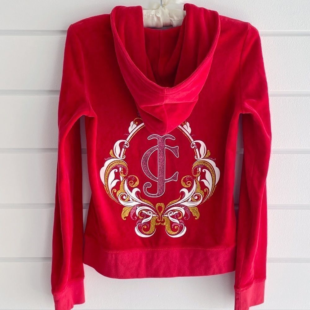 Juicy Couture RARE Original Gold Swirl Leaf Contour Velour Full Zip Track Jacket